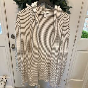 Daily Ritual Stripe Open Front Cardigan Hoodie LS M Oversized